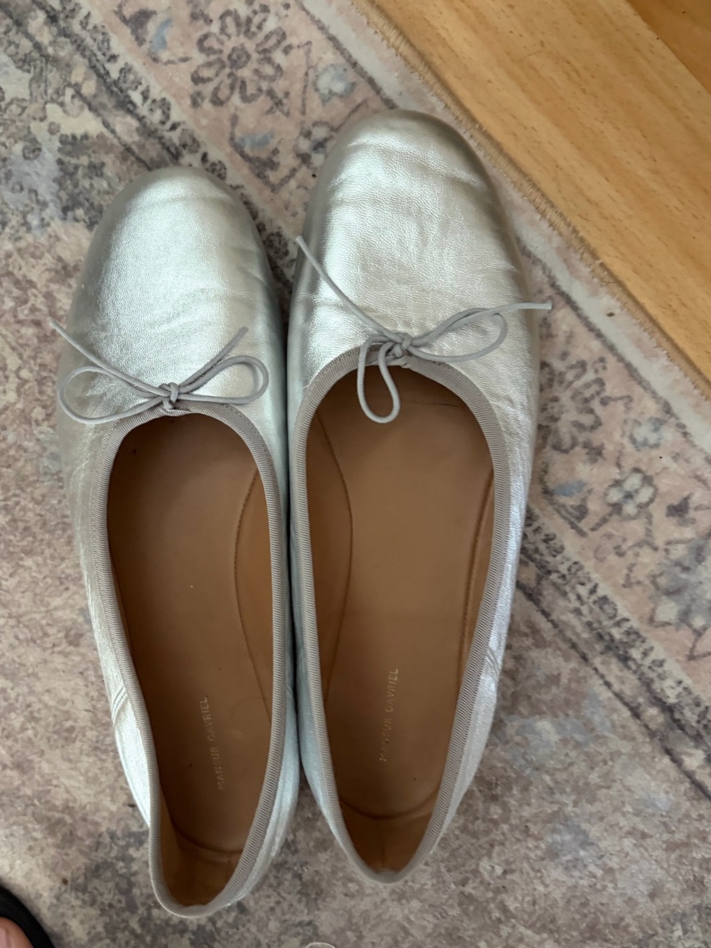 Mansur gavriel silver ballet flats eu 39